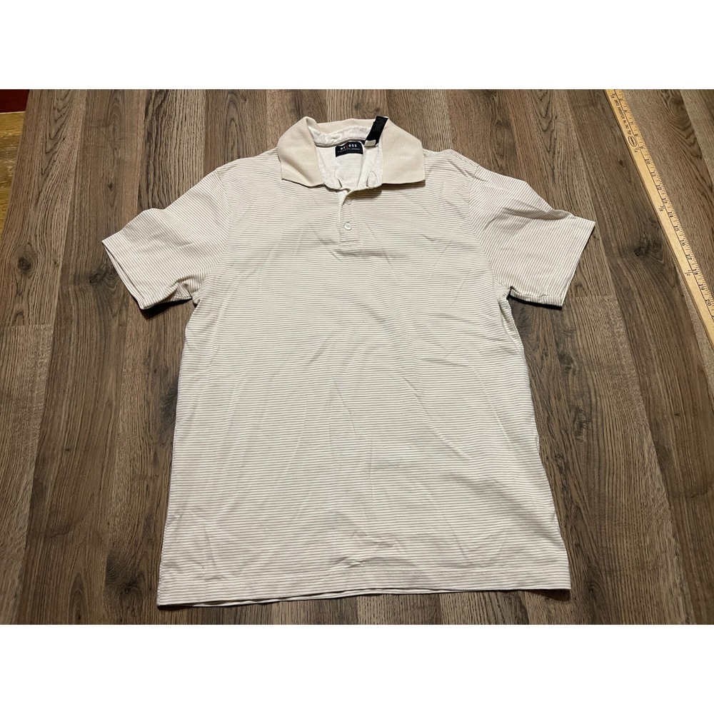 Axcess Shirt, Men's Size Medium, Brown Cream, Striped, Short Sleeve, Polo